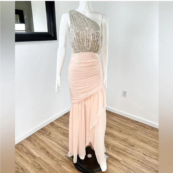 New Ramy Brook Cecilia Sequence Draped Gown